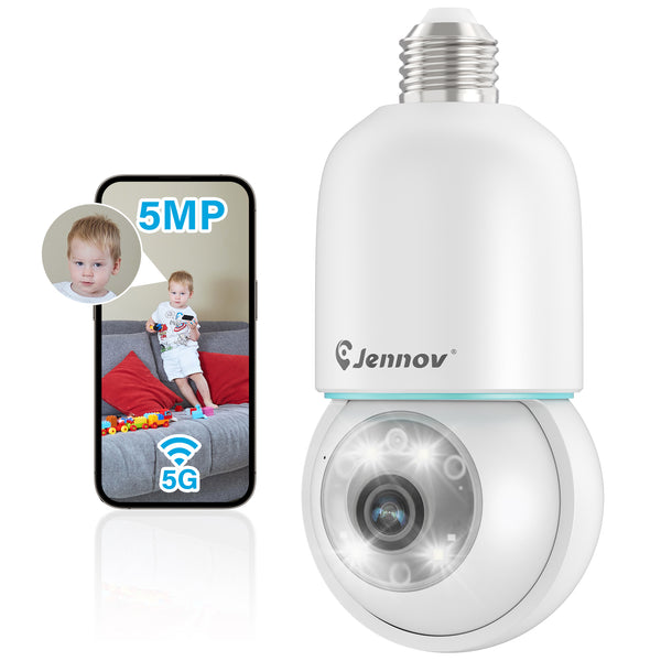 Light Bulb Security Camera Wireless Indoor Camera, 360° Light Socket Camera