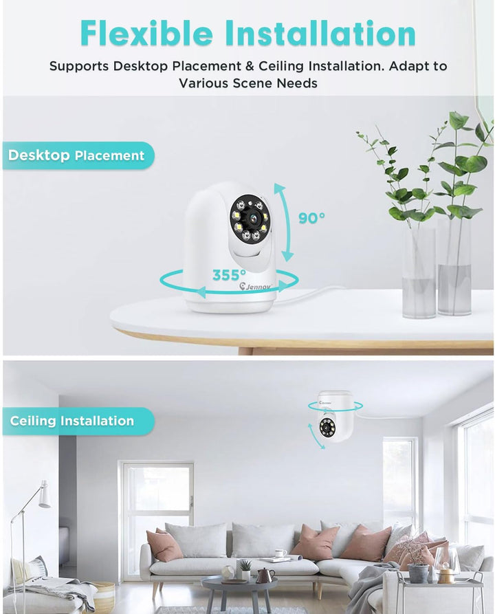 2K Indoor Cameras, WiFi Baby Camera Monitor,2.4 GHz Pet Dog Camera with Phone App - Jennov