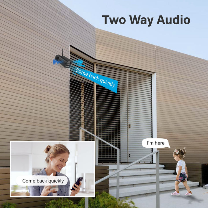 2K WiFi AI Human Detected Wireless Security Camera System, Surveillance NVR Kits - Jennov