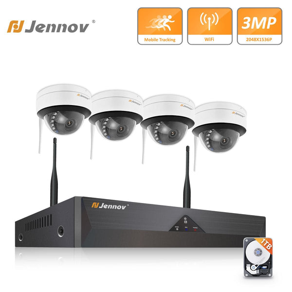 2K Wireless Security Cam System with AI Human Detection, Night Vision & NVR Kits - Jennov