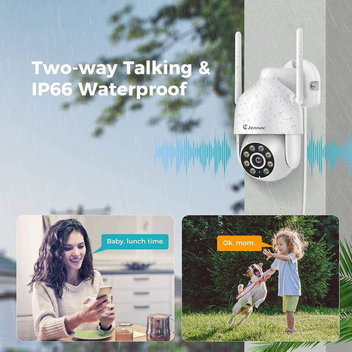 2K Wireless Security Camera, PTZ Outdoor 360°View,Auto Tracking,Spotligt,Night Vision - Jennov