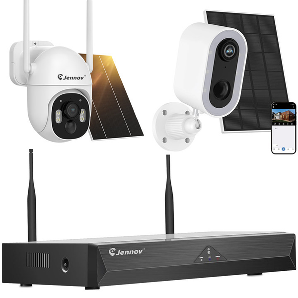 Jennov Wireless Outdoor Security Camera System with Solar Cameras, V80 NVR, Solar camera