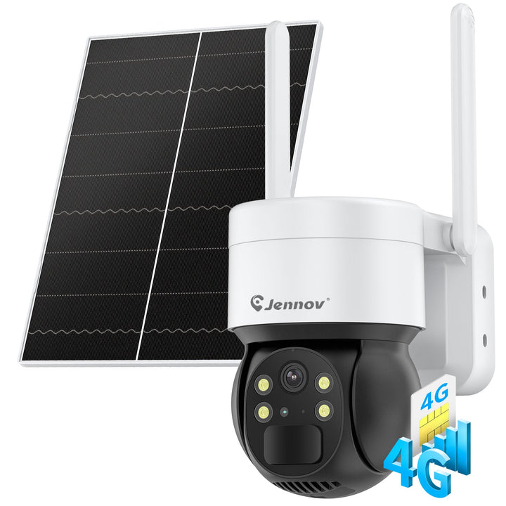 4G/3G LTE Wireless Outdoor Solar Surveillance Camera with SIM Card, 2K HD PTZ IP Camera - Jennov