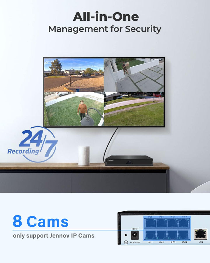 4K 8CH Network Video Recorder for Home Security Camera System - Jennov