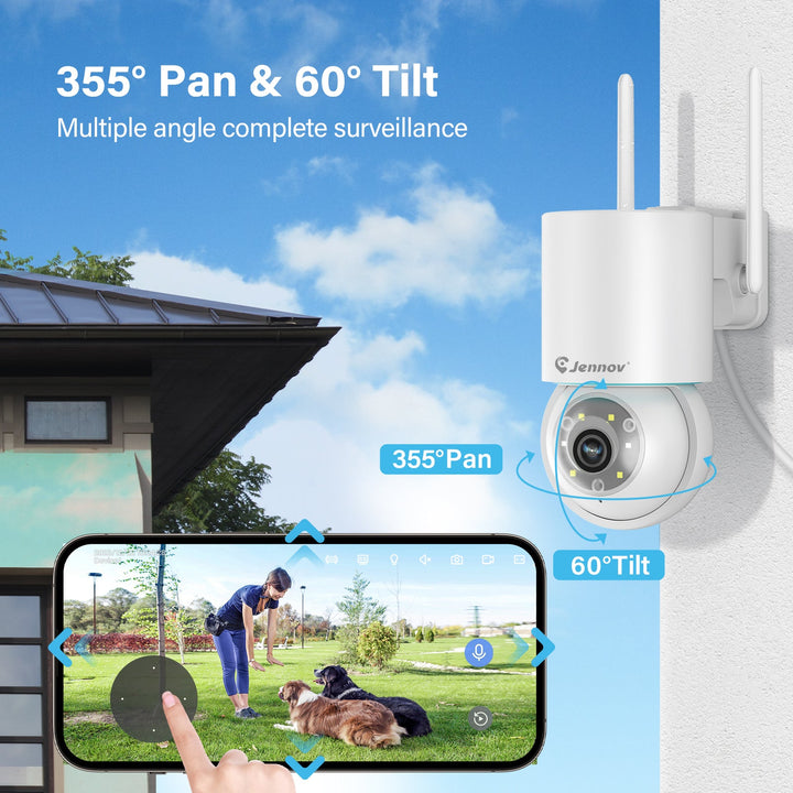 5GHz WiFi CCTV IP Outdoor Security Camera with Pan - Tilt 360° View, PIR Human Detection - Jennov