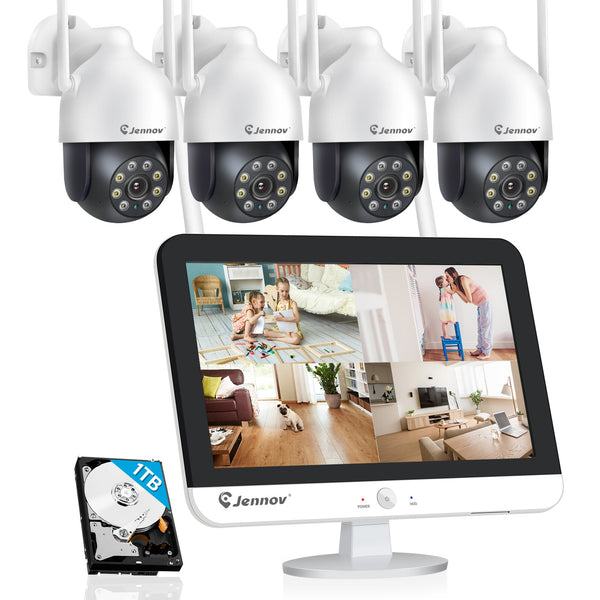 5MP Wireless Security Camera System with Monitor, Spotlight Audio Motion Dection - Jennov