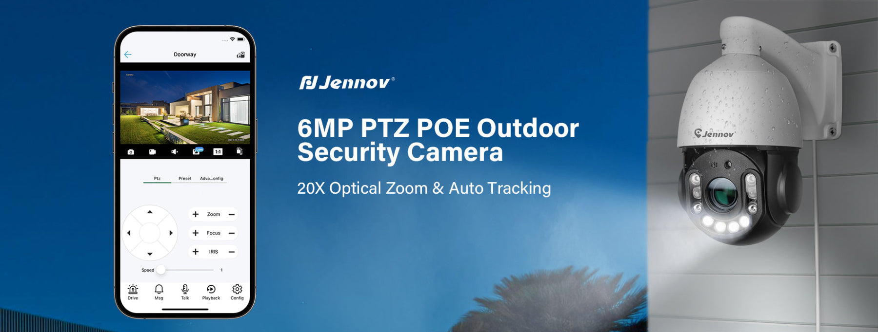 Jennov 6MP PTZ PoE IP Dome Surveillance Camera (P91)
