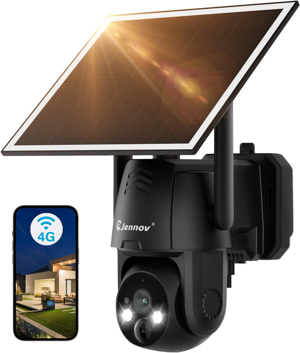 Jennov P47 4G LTE Cellular Solar Security Camera, 2K No WiFi