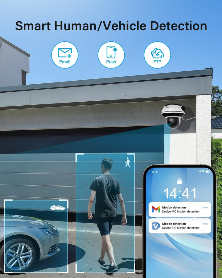 Jennov S25 4K PoE Camera Outdoor, 5X Zoom, PTZ, Human Vehicle Detection - Jennov