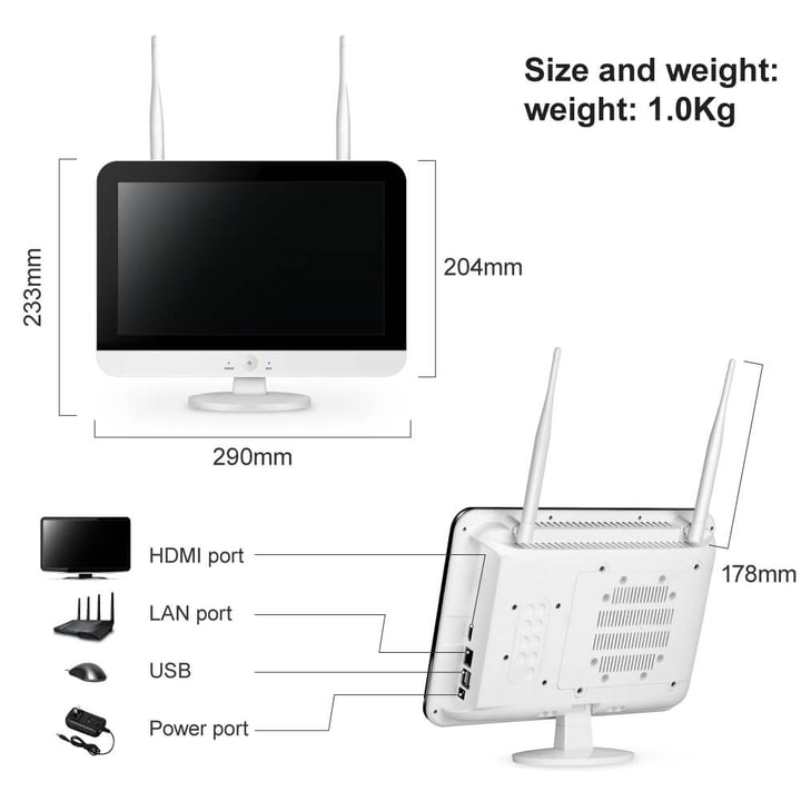 Jennov V16 WiFi Video Recorder with 12 inch Monitor - Jennov