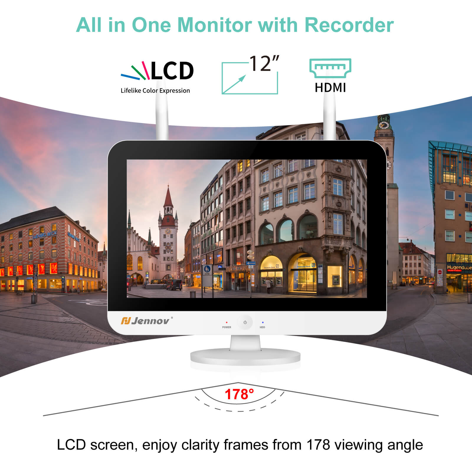 V16 WiFi Video Recorder with Monitor for Enhanced Security