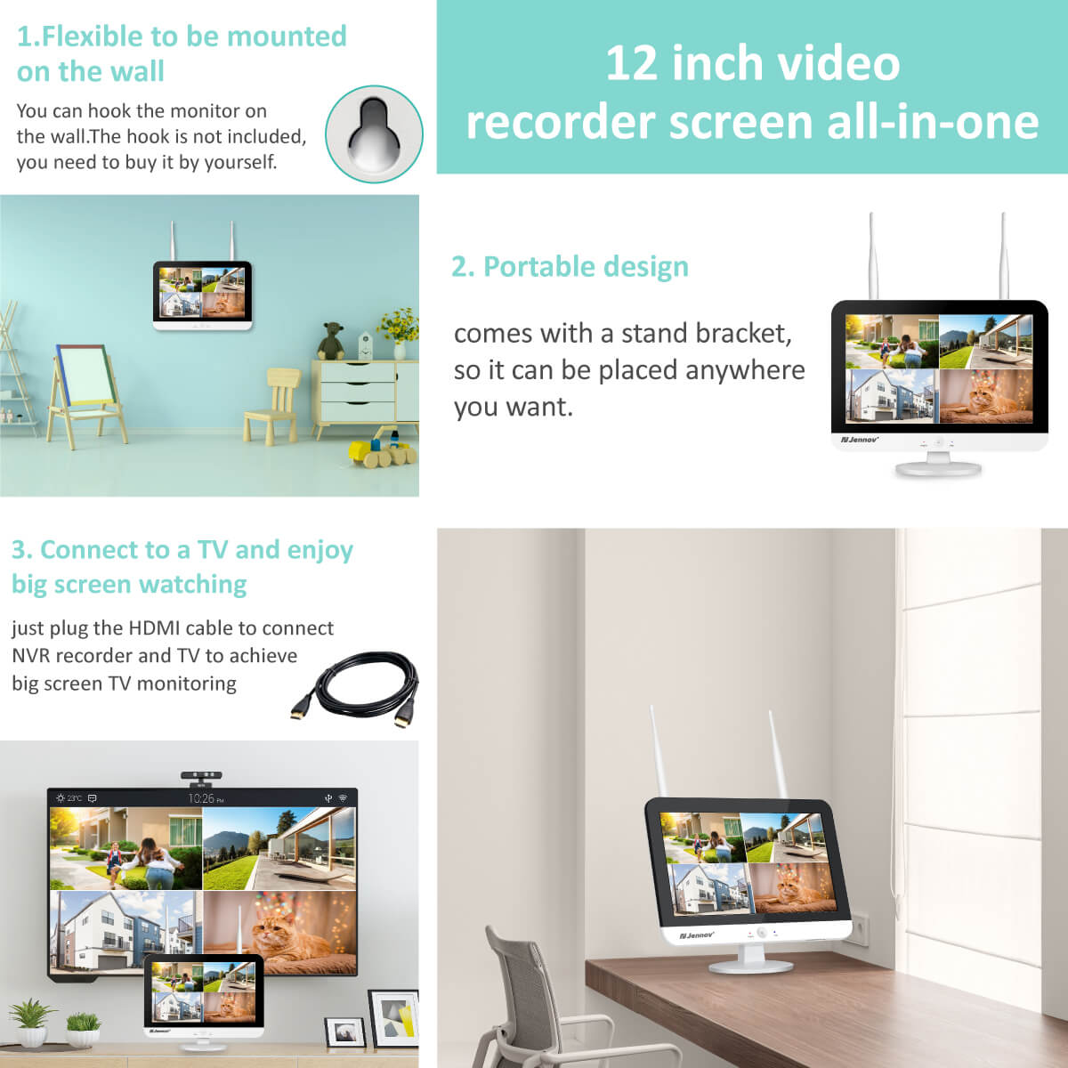 V16 WiFi Video Recorder with Monitor for Enhanced Security
