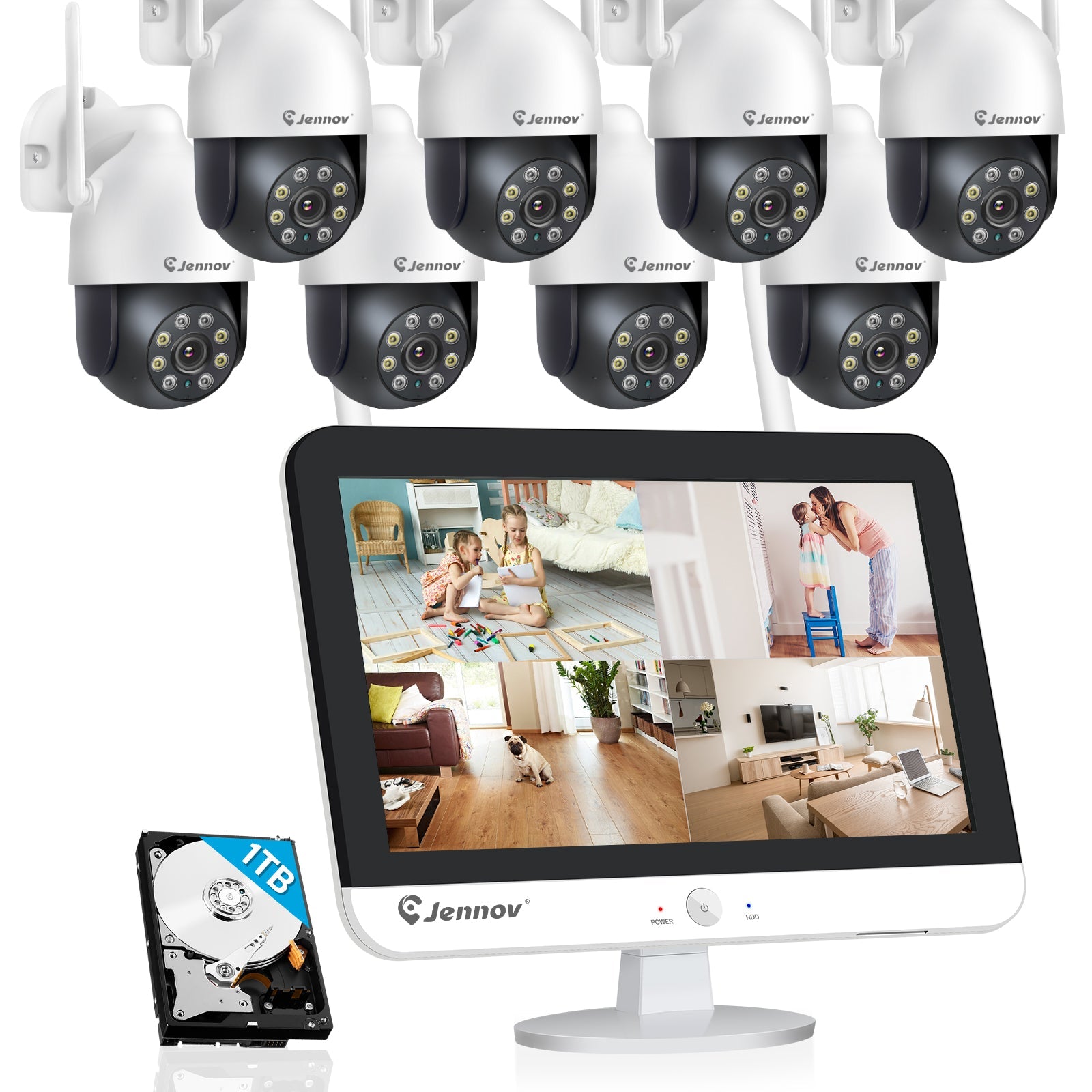 Jennov P31無線セキュリティカメラシステム（V16 12インチビデオ