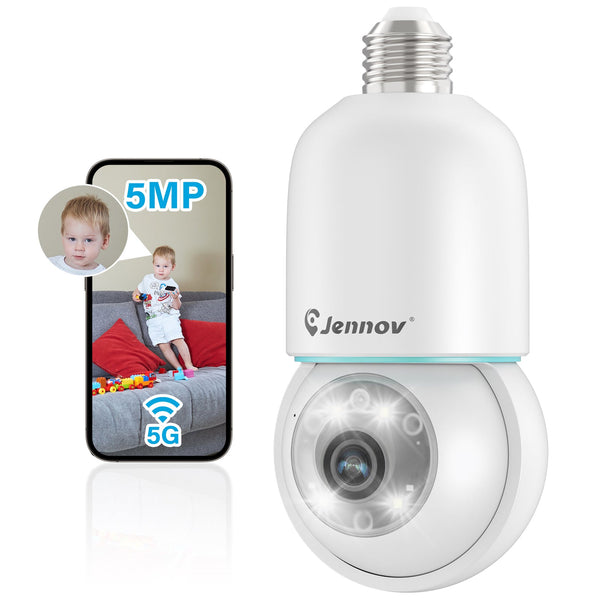 Light Bulb Security Camera Wireless Indoor Camera, 360° Light Socket Camera - Jennov