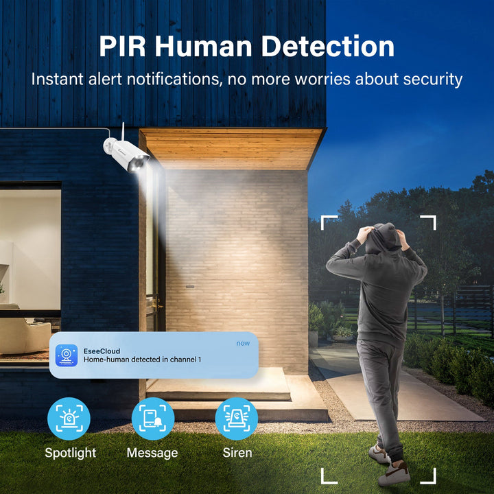 Outdoor WiFi AI Human Detected Security Camera System with Surveillance NVR Kits - Jennov