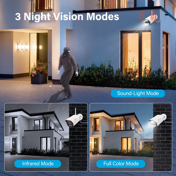 Outdoor WiFi AI Human Detected Security Camera System with Surveillance NVR Kits - Jennov