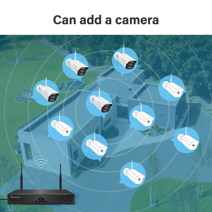 Outdoor WiFi AI Human Detected Security Camera System with Surveillance NVR Kits - Jennov