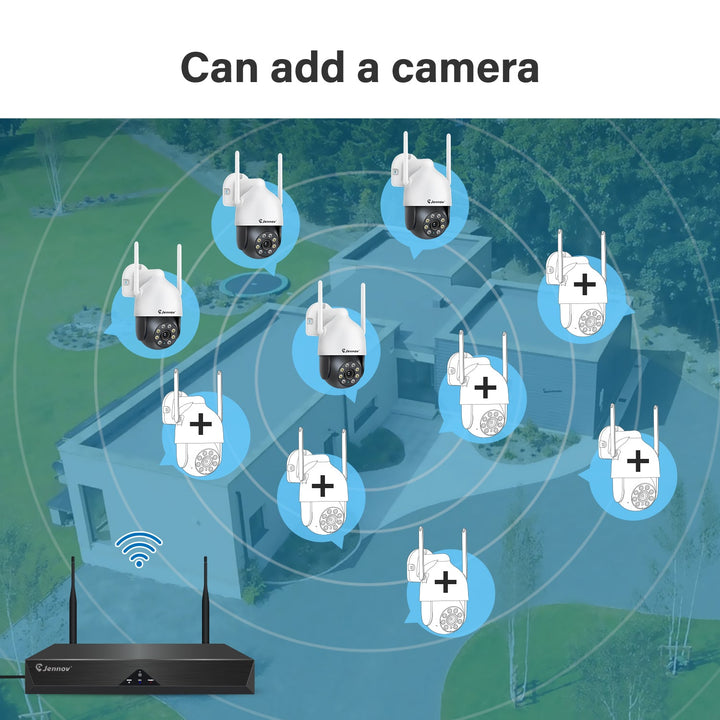 Outdoor WiFi Security Cameras System,AI Human Detected Camera, Surveillance NVR Kits - Jennov