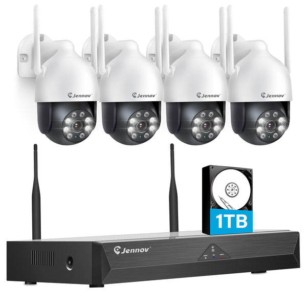 Outdoor WiFi Security Cameras System,AI Human Detected Camera, Surveillance NVR Kits - Jennov