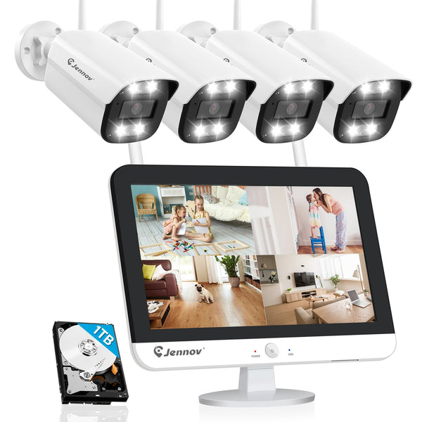 Wireless Security Camera System PTZ Camera with 12" LCD Monitor,Motion Detection - Jennov