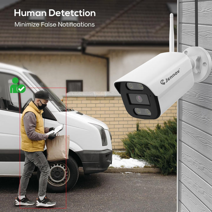 Wireless Security Camera System with Monitor 10x Mixed Zoom, Human Detection - Jennov