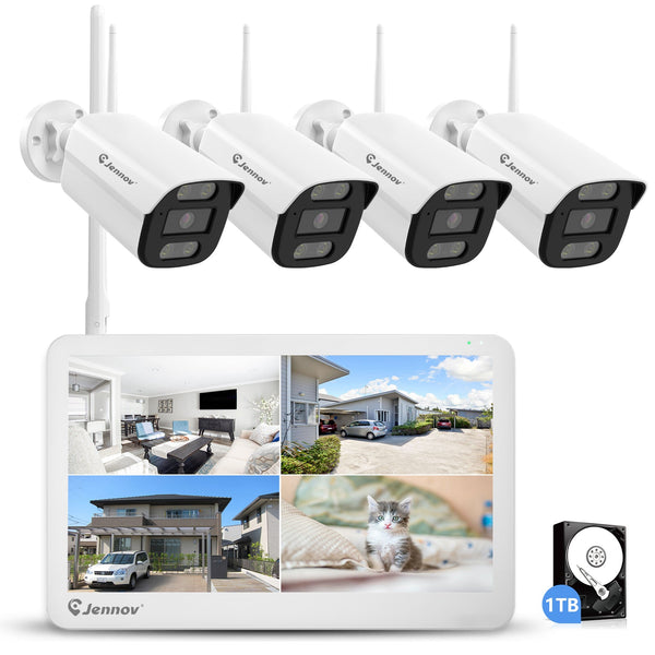 Wireless Security Camera System with Monitor 10x Mixed Zoom, Human Detection - Jennov